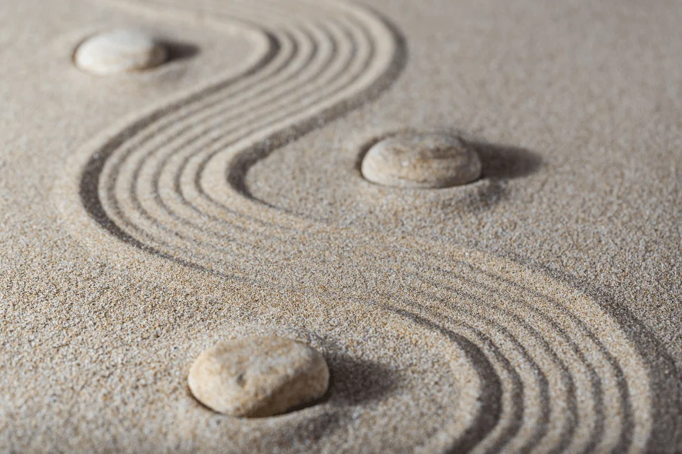 sandy winding path between rocks